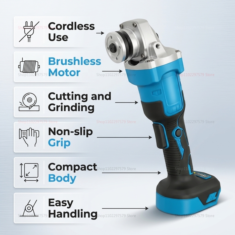 Brushless Angle Grinder Battery Powered - Draadloze borstelloze haakse slijpmachine 18V, draagbare
