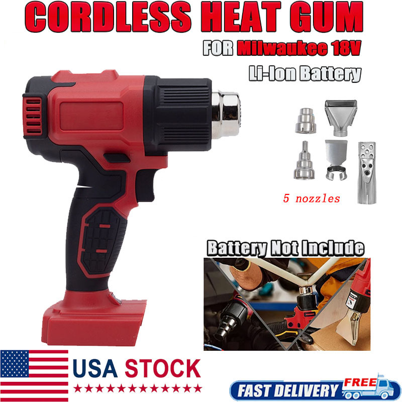 Cordless Heat Gun For Shrink Tubing - Draadloze heteluchtpistool compatibel met Milwaukee 18V