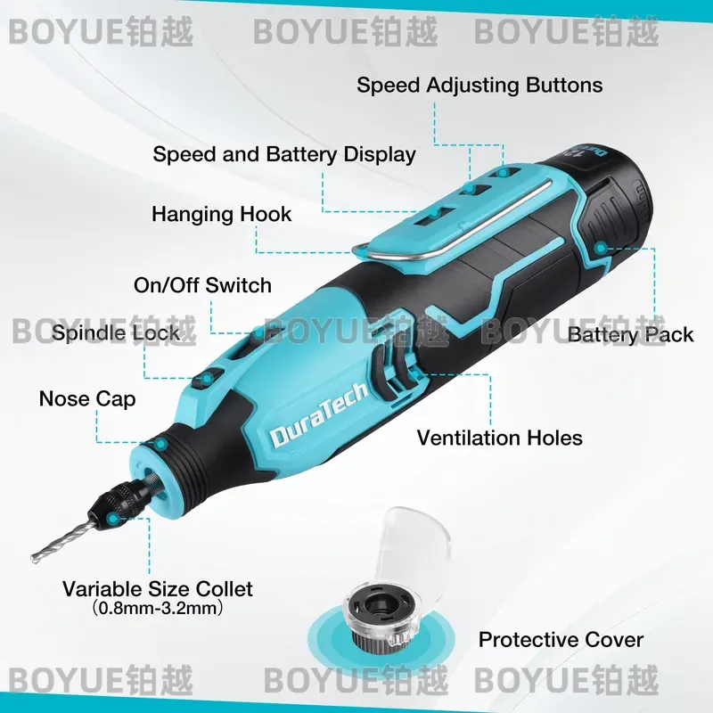 Cordless Rotary Tool Kit Accessories - 12V Draadloos Roto-gereedschap 5000-35000 RPM 7-speed