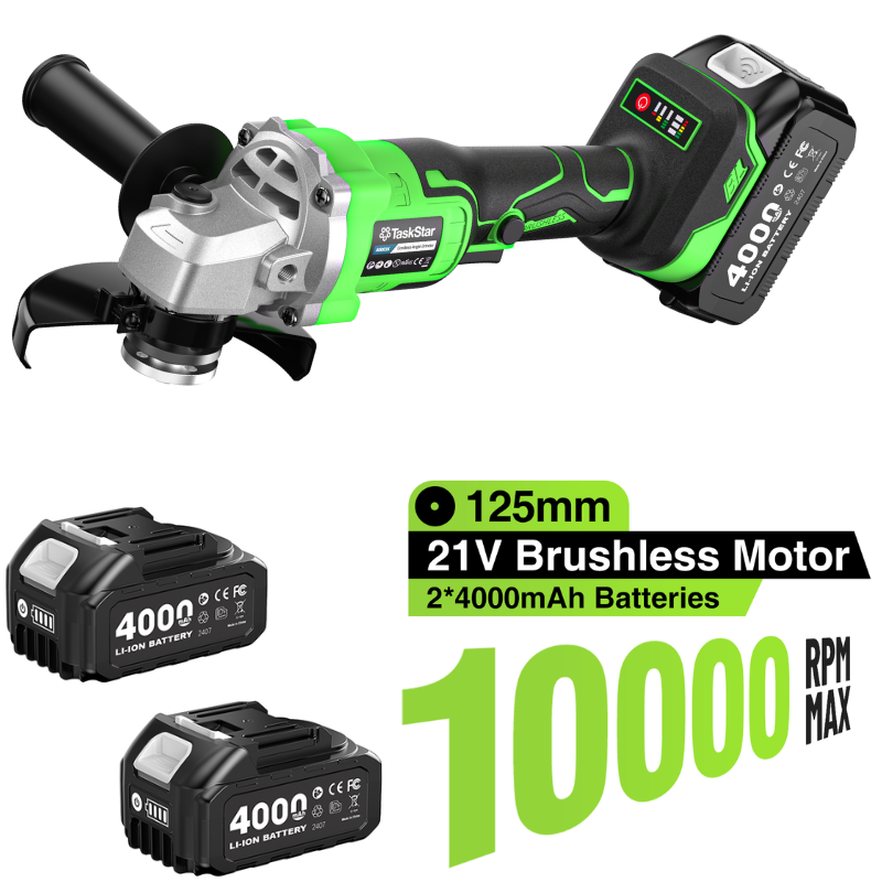 Brushless Angle Grinder Battery Powered - TaskStar 10000 RPM haakse slijpmachinekit Elektrische