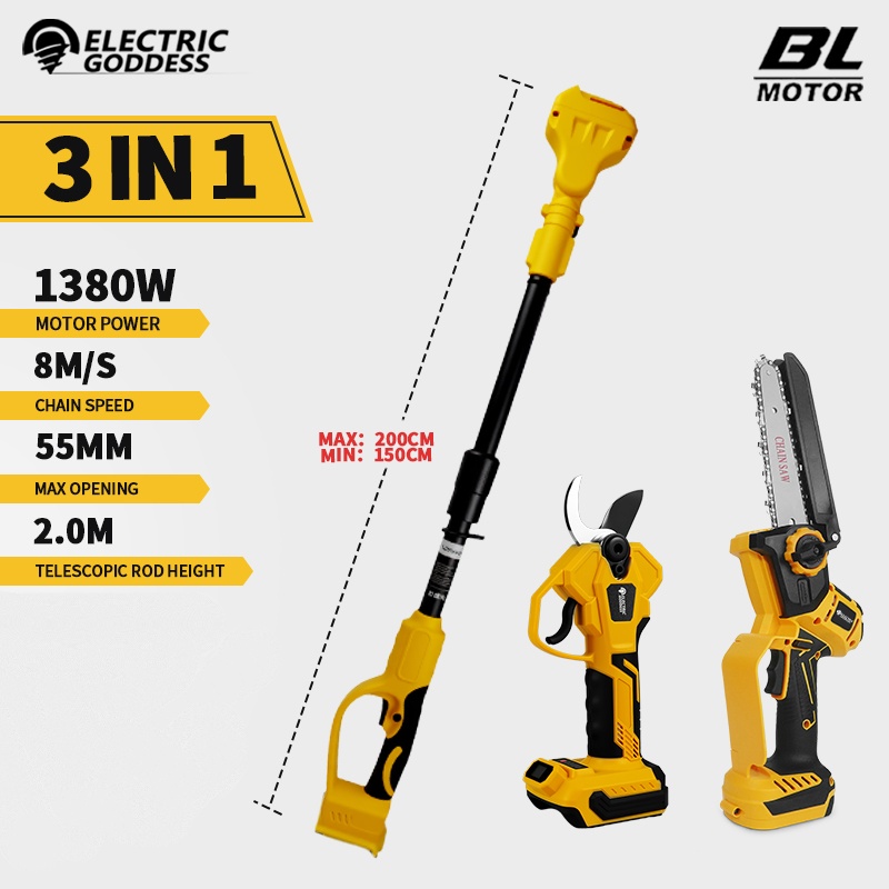 Mini Electric Chainsaw 6 Inch - Borstelloze 6 Inch Elektrische Kettingzaag Telescopische