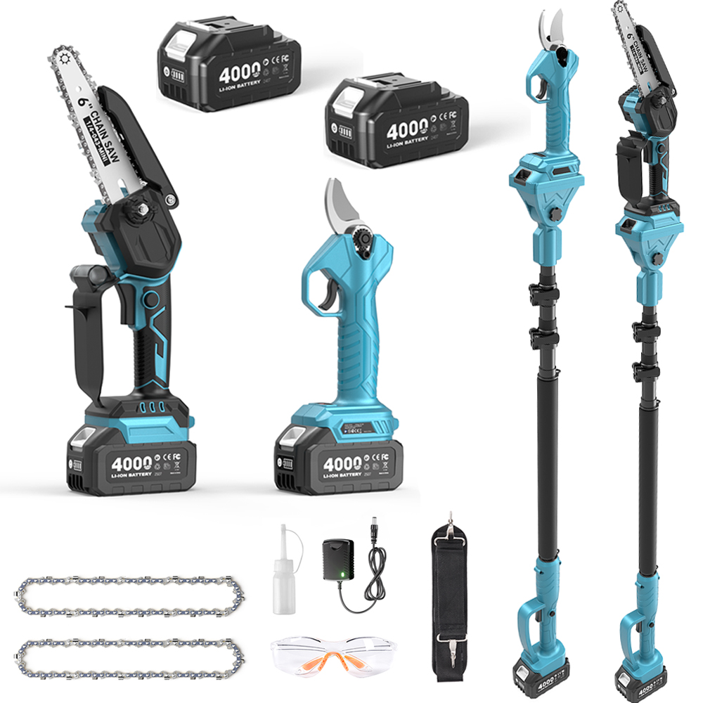 Mini Electric Chainsaw 6 Inch - Taskstar 3-in-1 Borstelloze Telescopische Snoeischaar &