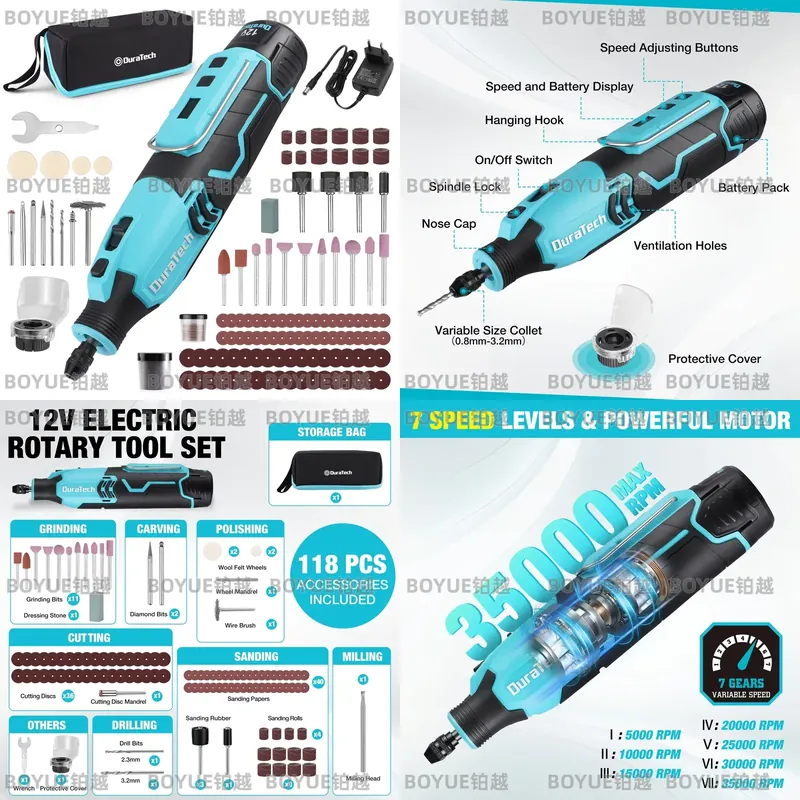 12V Draadloos Roto-gereedschap - Cordless Rotary Tool Kit Accessories recensie en prijs