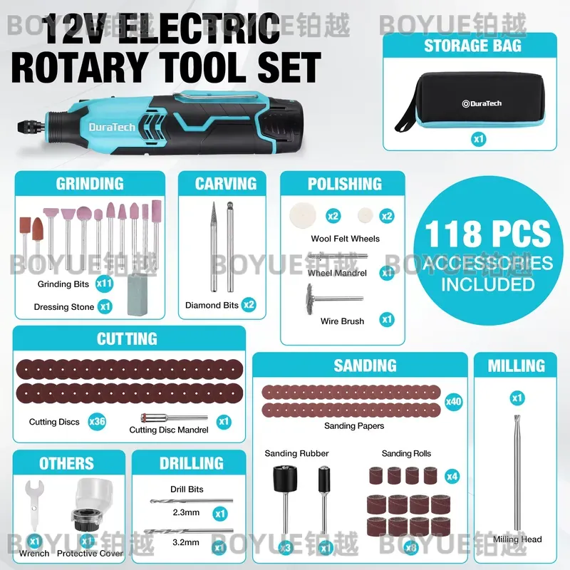 12V Draadloos Roto-gereedschap - Cordless Rotary Tool Kit Accessories recensie en prijs