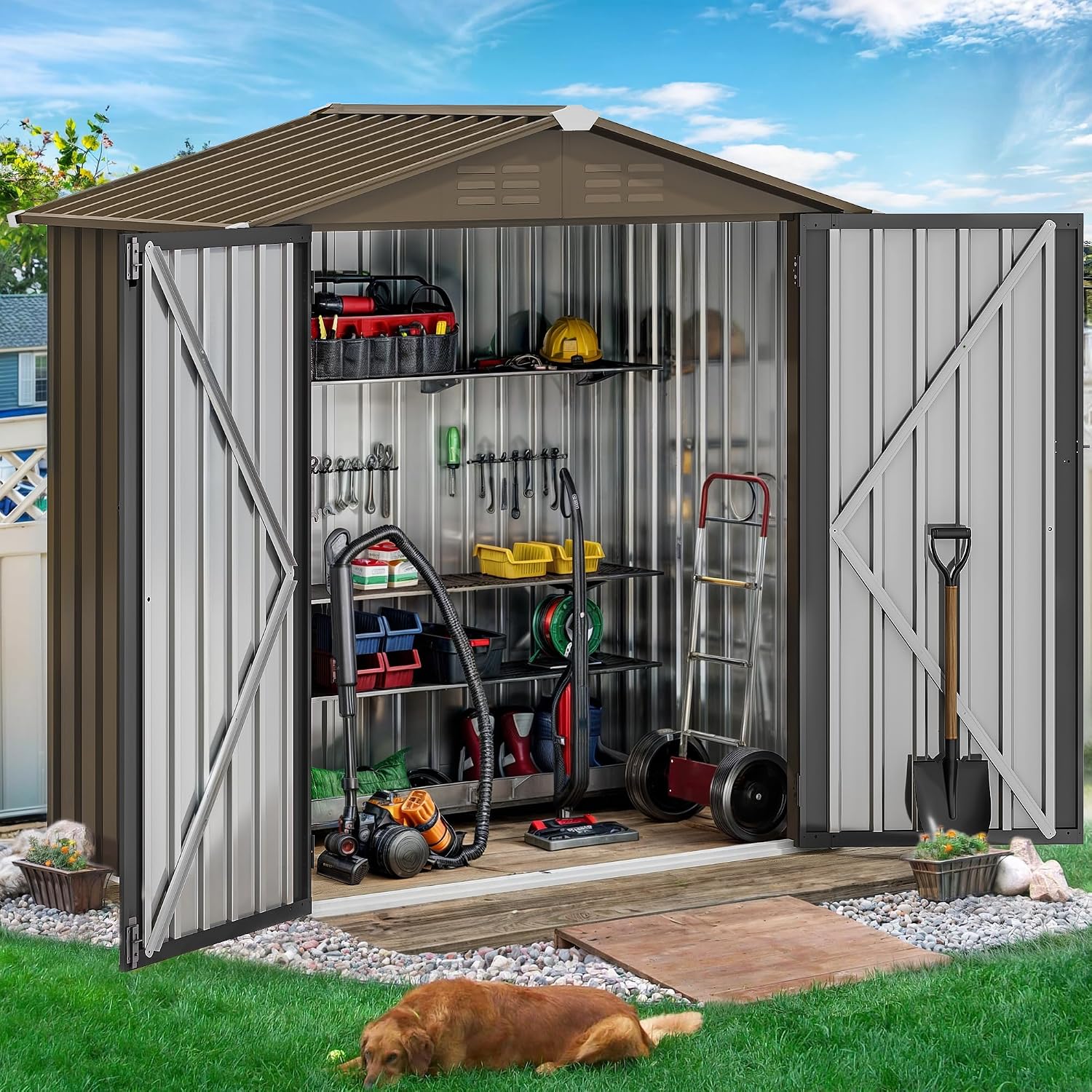 6x4ft Metalen Buitenberging, W - Garden Tools recensie en prijs