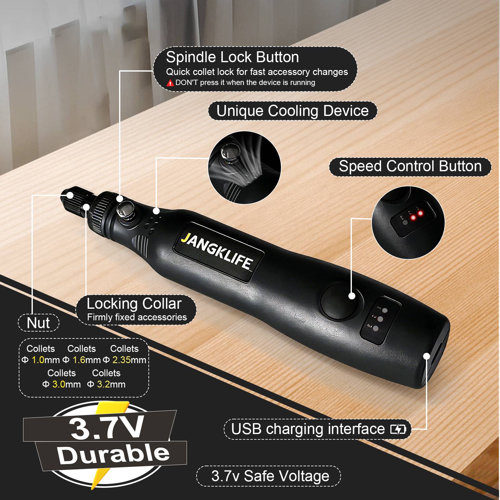 JANGKLIFE USB draadloze rotere - Cordless Rotary Tool Kit Accessories recensie en prijs