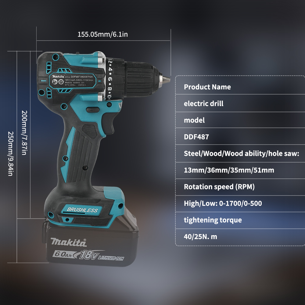 18V Borstelloze Accuboormachin - Brushless Cordless Electric Drill 18V recensie en prijs
